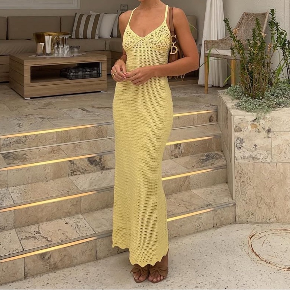 Yellow Crochet Maxi Dress